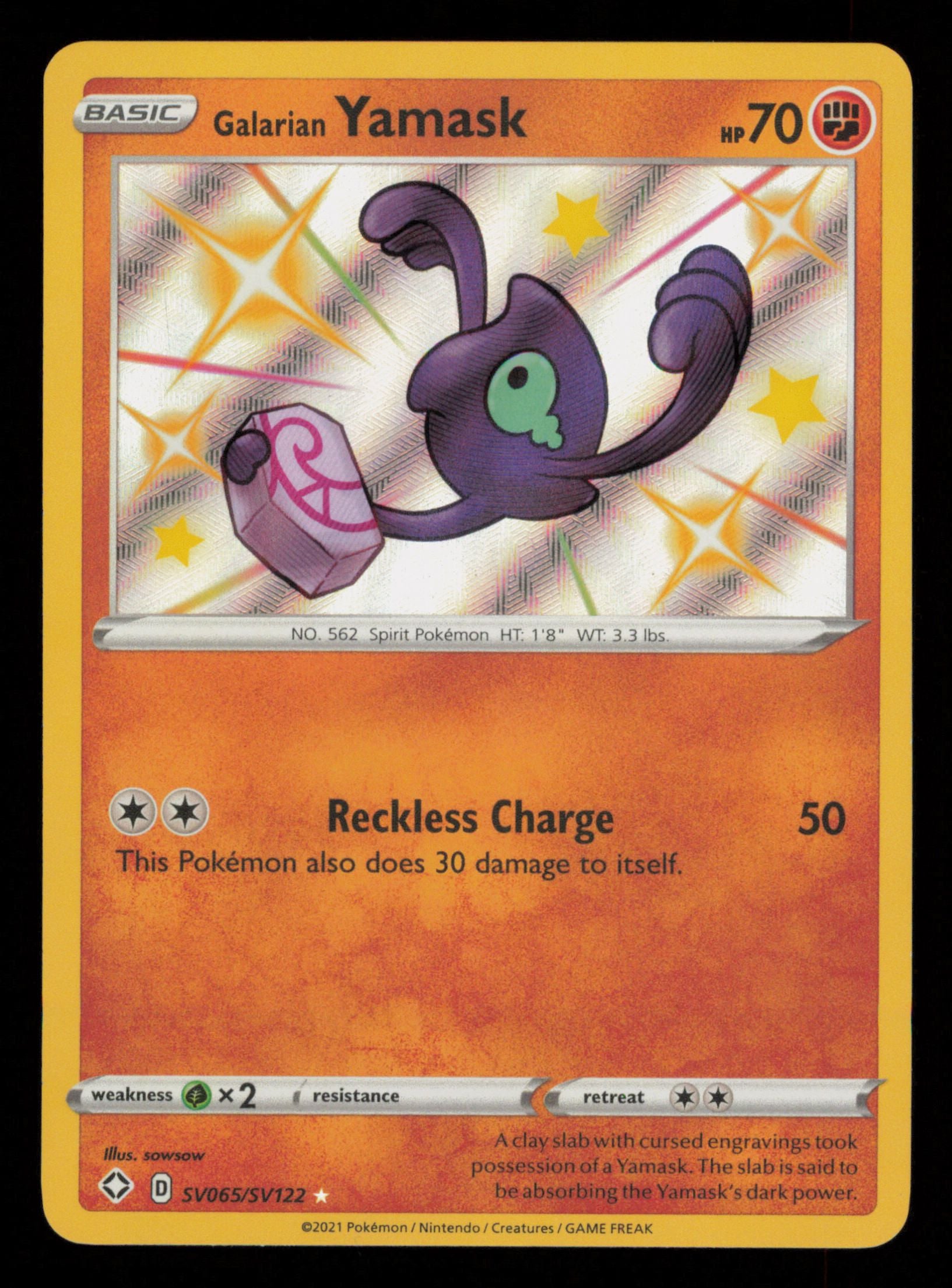 Galarian Yamask SV065/SV122 Rare Shiny Shining Fates Shiny Vault Pokemon