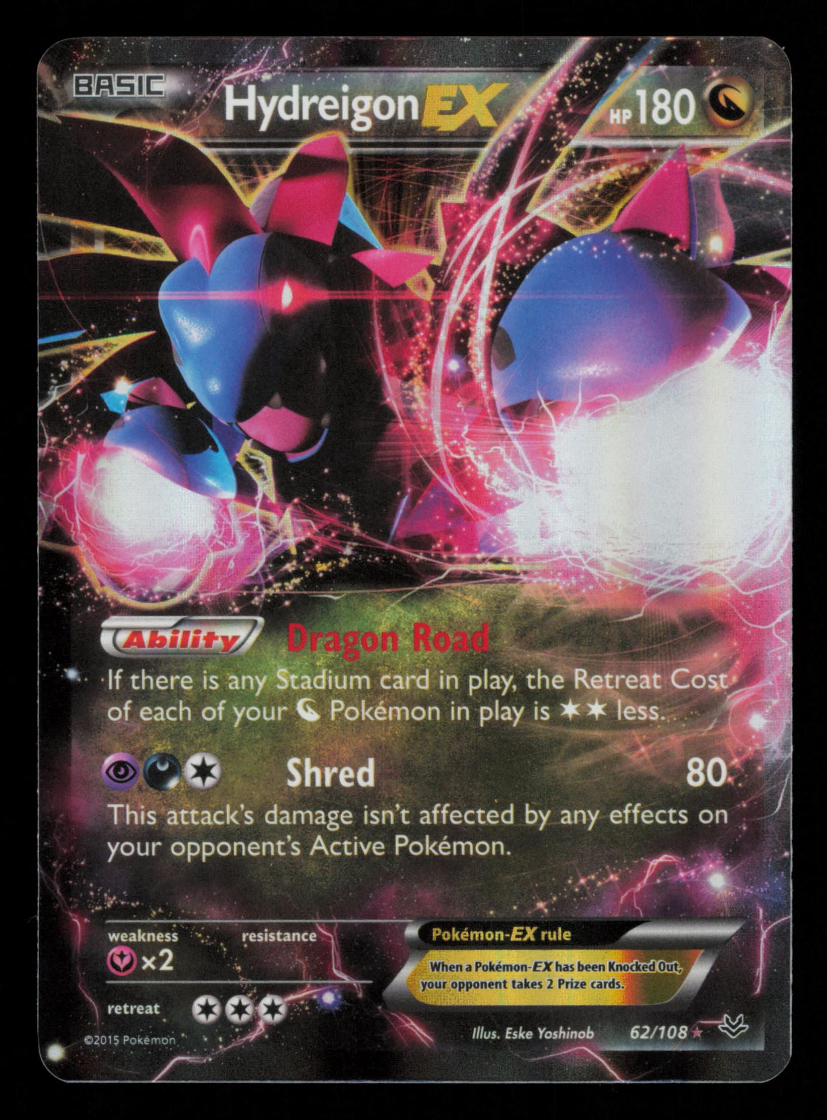 Hydreigon EX 62/108 Holo Rare EX Roaring Skies Pokemon
