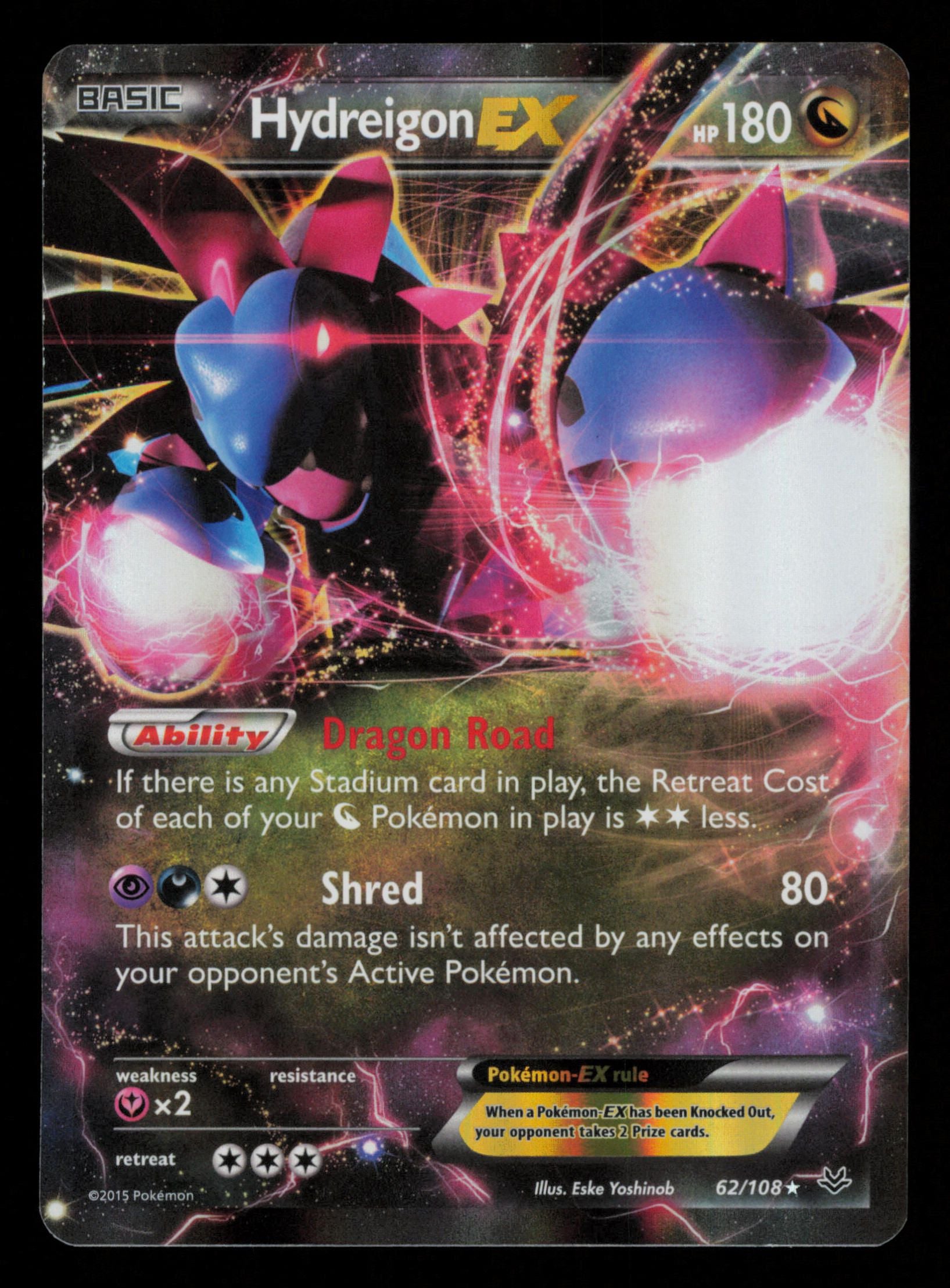 Hydreigon EX 62/108 Holo Rare EX Roaring Skies Pokemon
