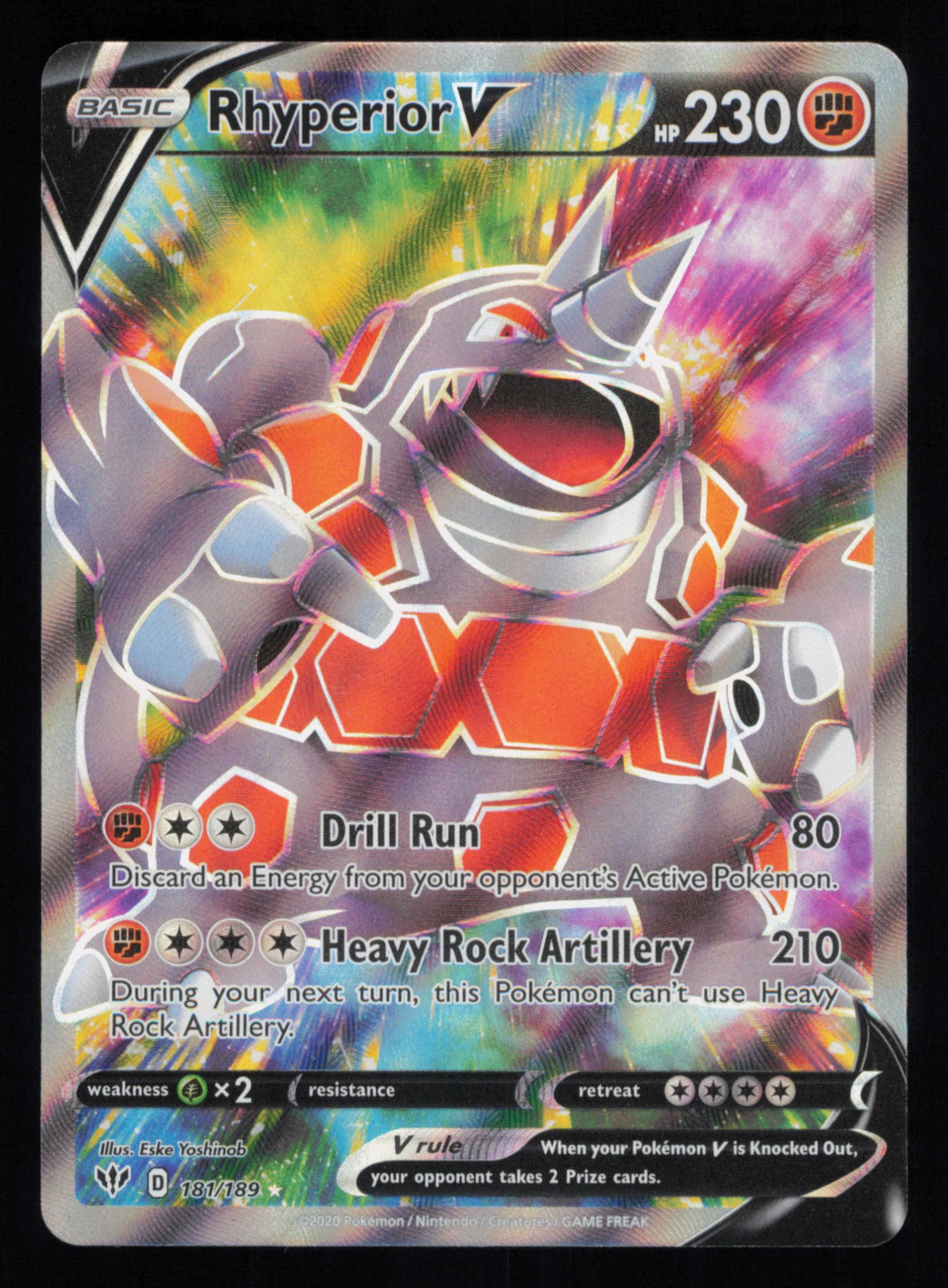 Rhyperior V 181/189 Rare Ultra Darkness Ablaze Pokemon