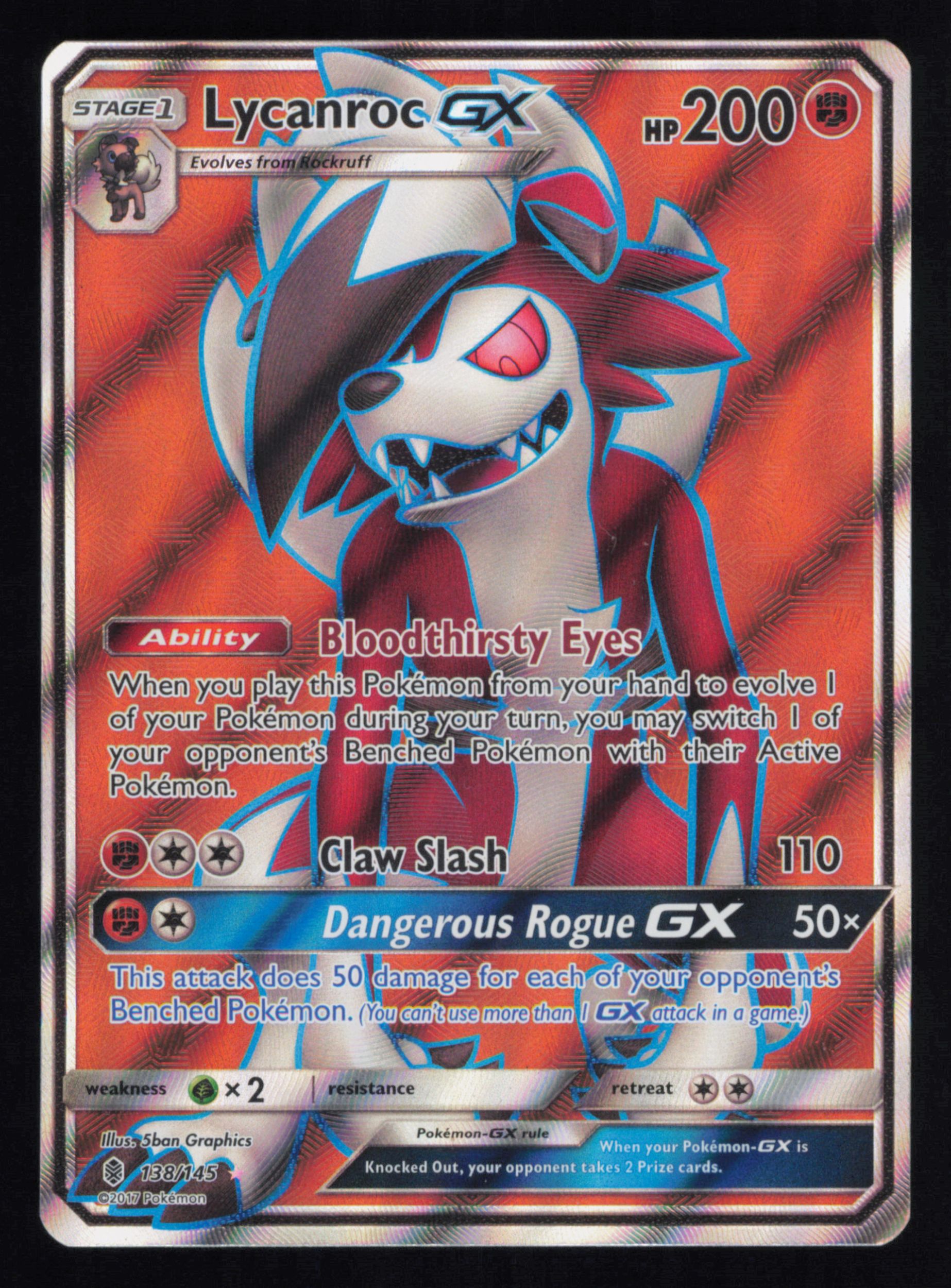 Lycanroc GX 138/145 Rare Ultra Guardians Rising Pokemon