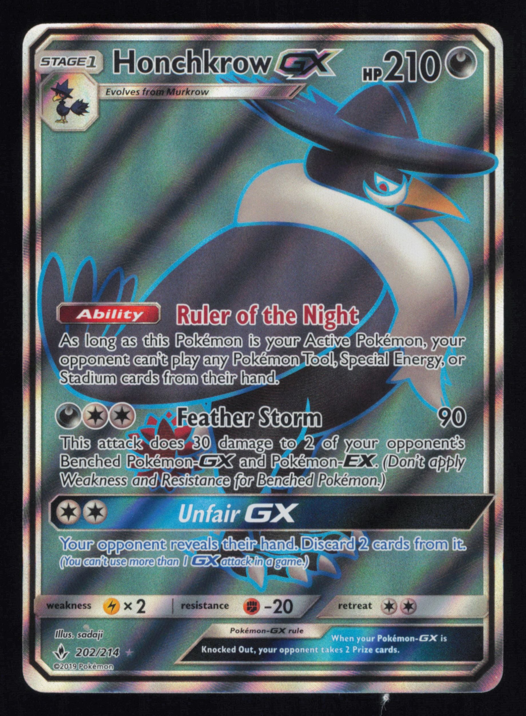Honchkrow GX 202/214 Rare Ultra Unbroken Bonds Pokemon