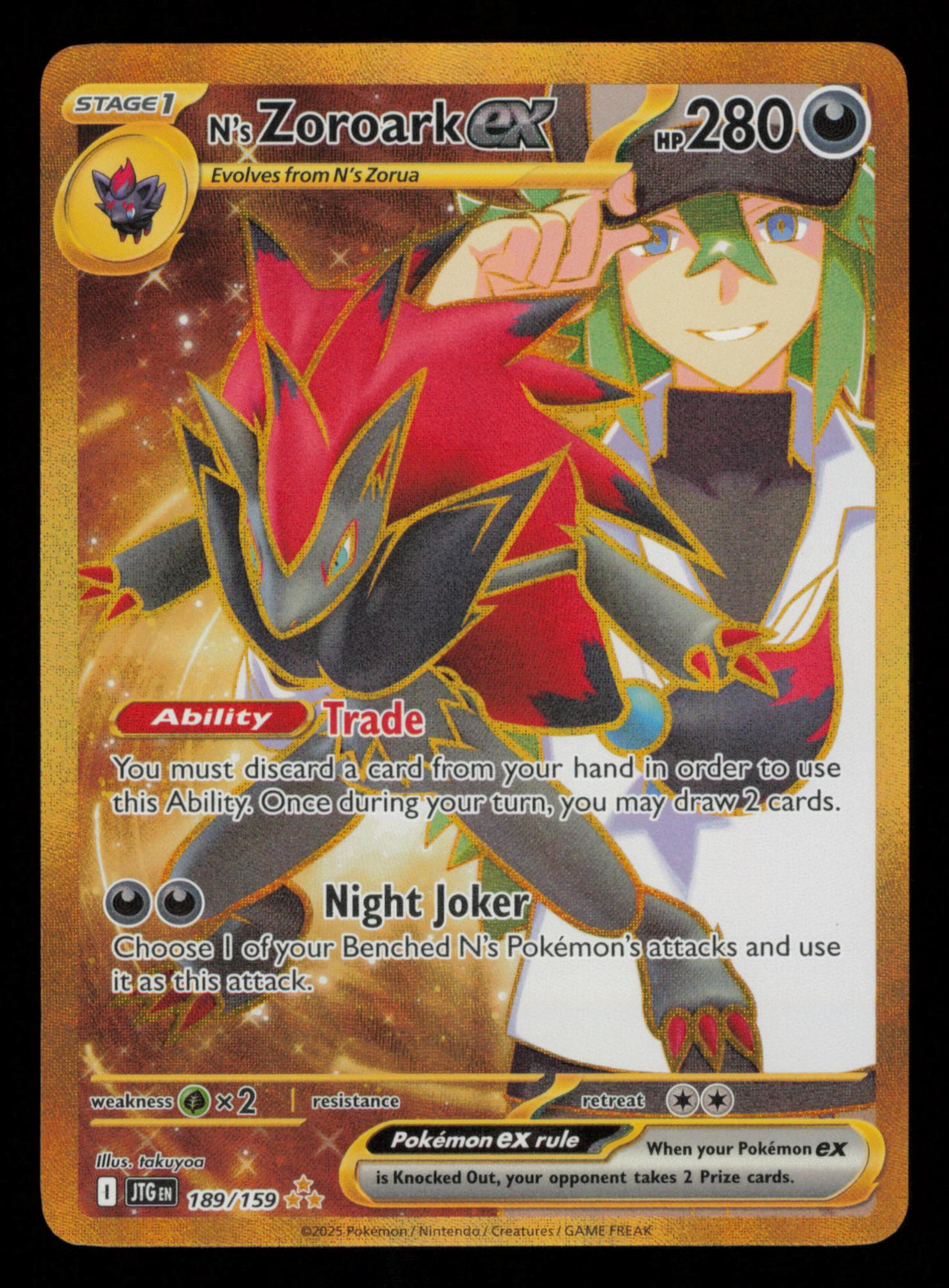 N's Zoroark ex 189/159 Hyper Rare Journey Together Pokemon
