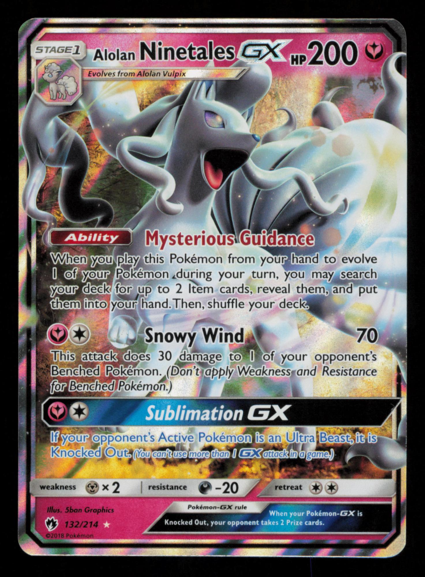 Alolan Ninetales GX 132/214 Holo Rare GX Lost Thunder Pokemon
