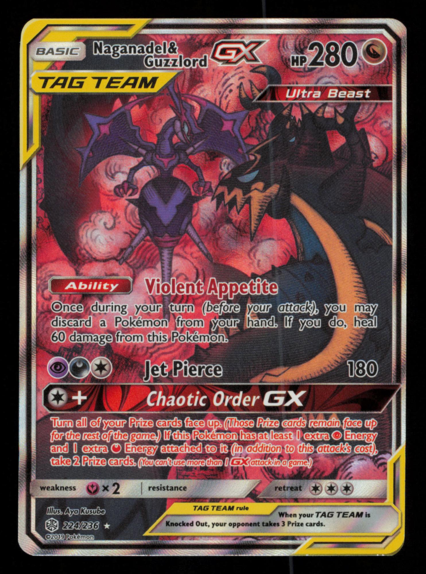 Naganadel & Guzzlord GX 224/236 Rare Ultra Cosmic Eclipse Pokemon
