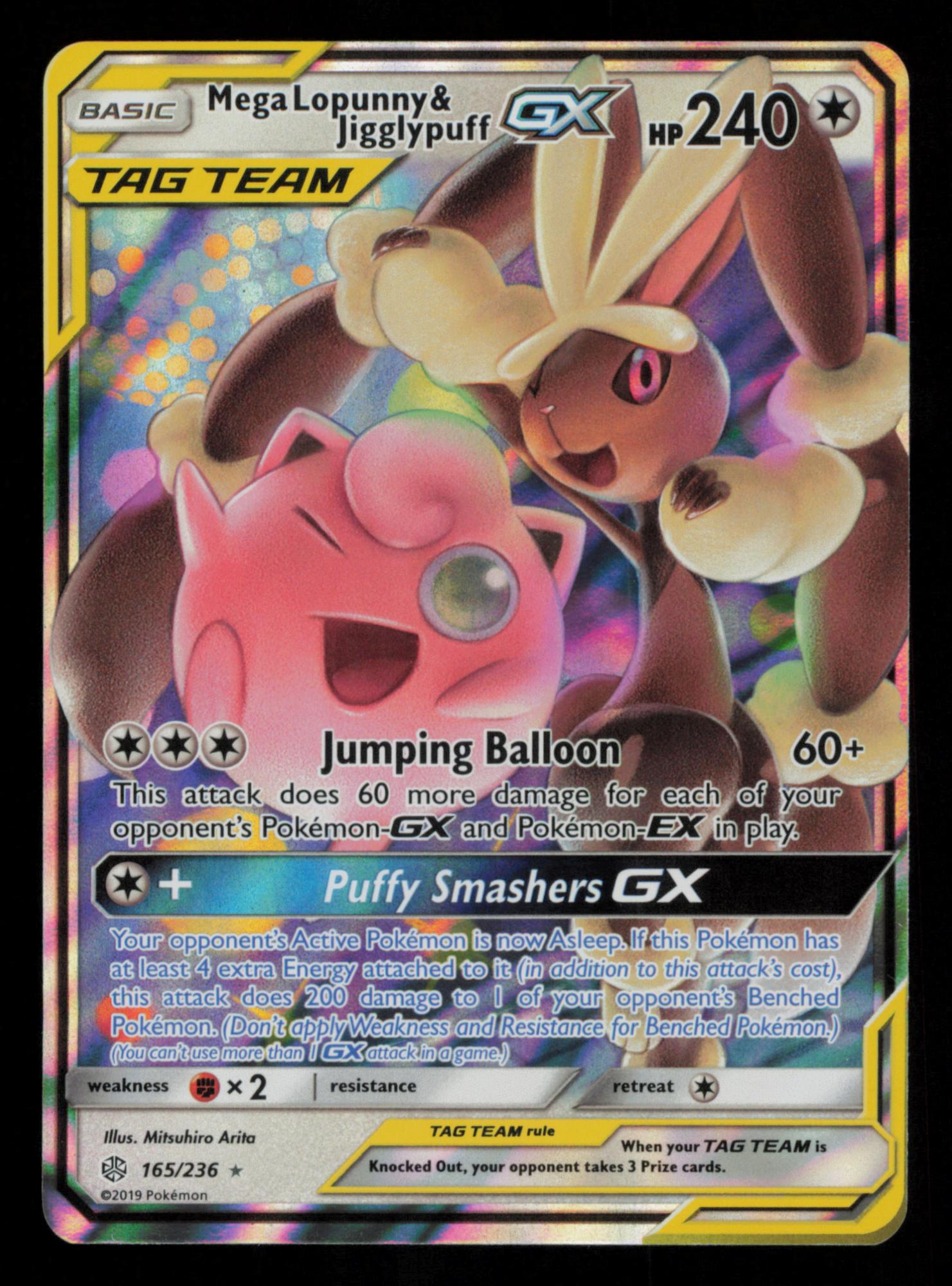 Mega Lopunny & Jigglypuff GX 165/236 Holo Rare GX Cosmic Eclipse Pokemon