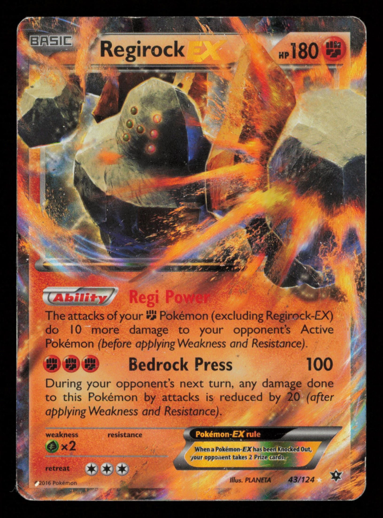 Regirock EX 43/124 Holo Rare EX Fates Collide Pokemon