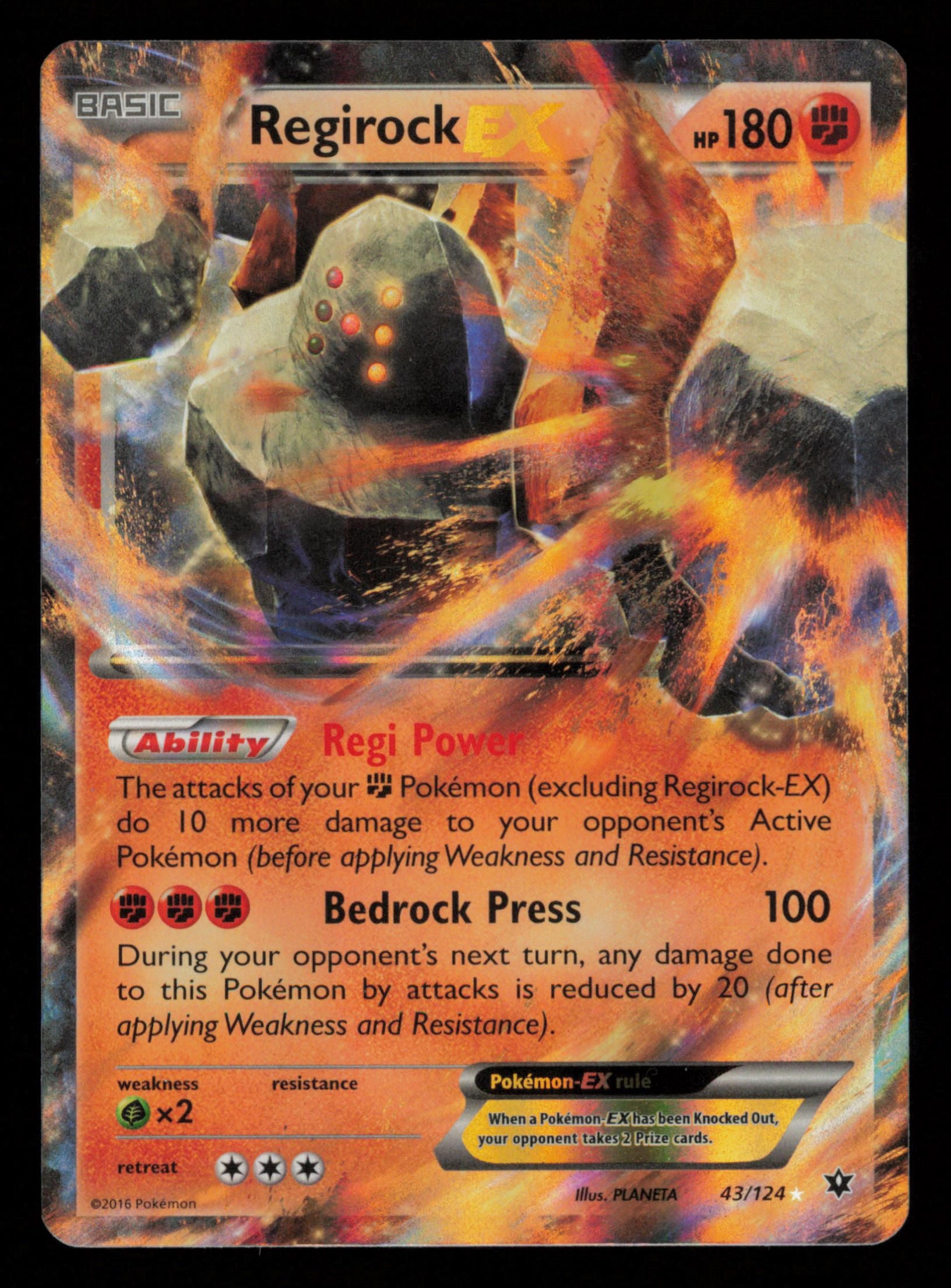 Regirock EX 43/124 Holo Rare EX Fates Collide Pokemon
