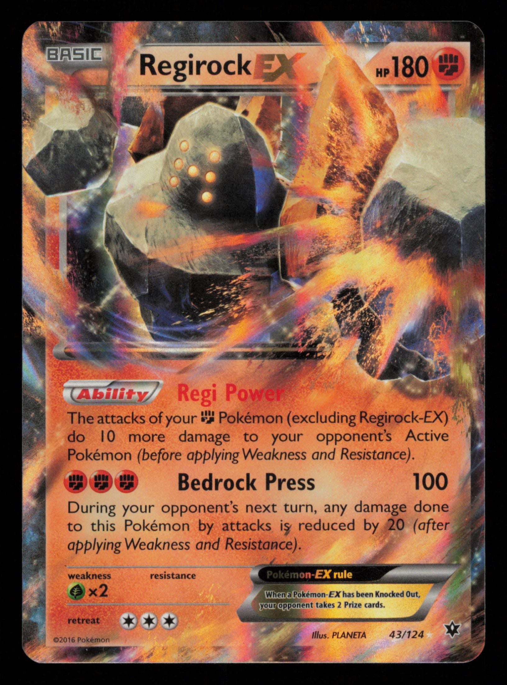 Regirock EX 43/124 Holo Rare EX Fates Collide Pokemon