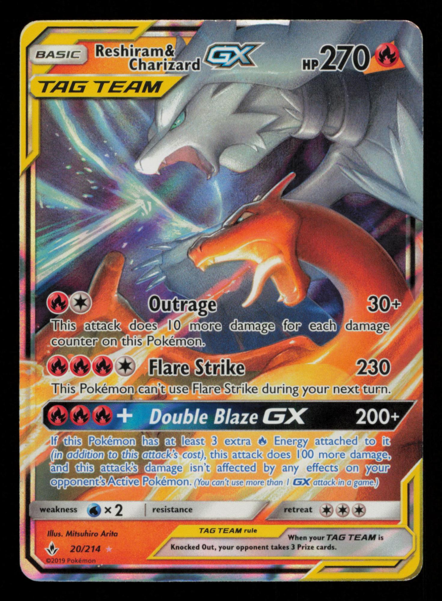 Reshiram & Charizard GX 20/214 Holo Rare GX Unbroken Bonds Pokemon