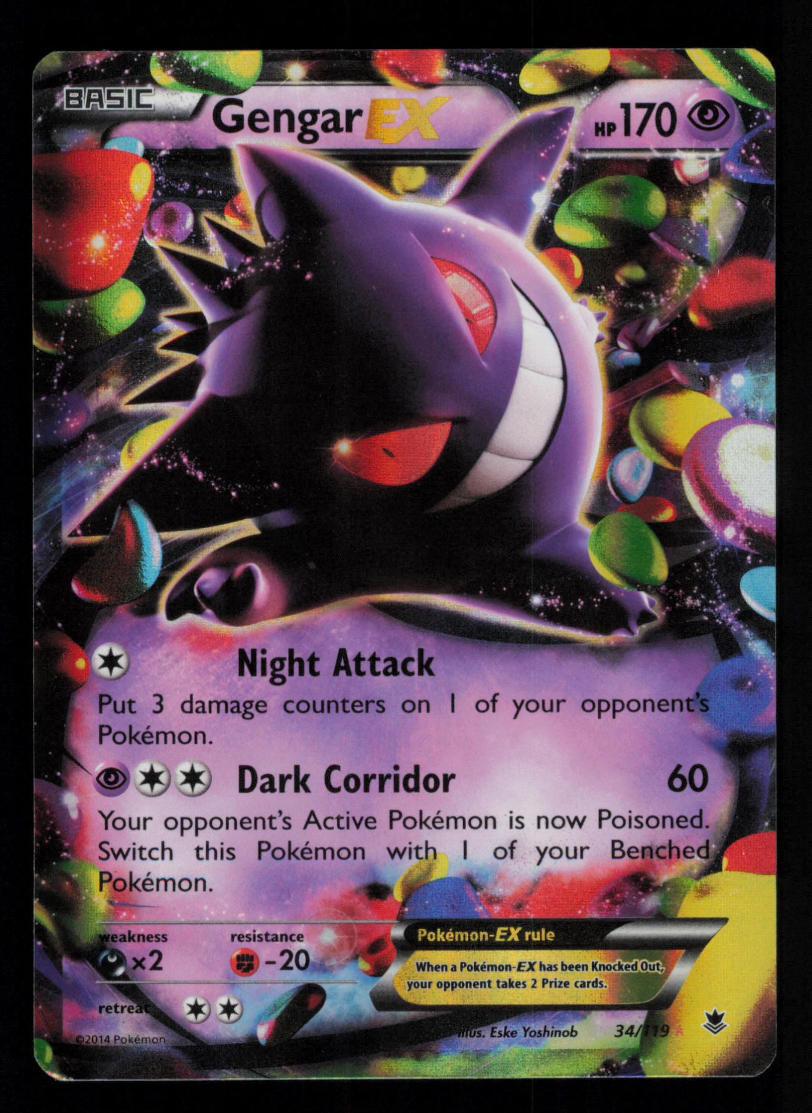 Gengar EX 34/119 Holo Rare EX Phantom Forces Pokemon