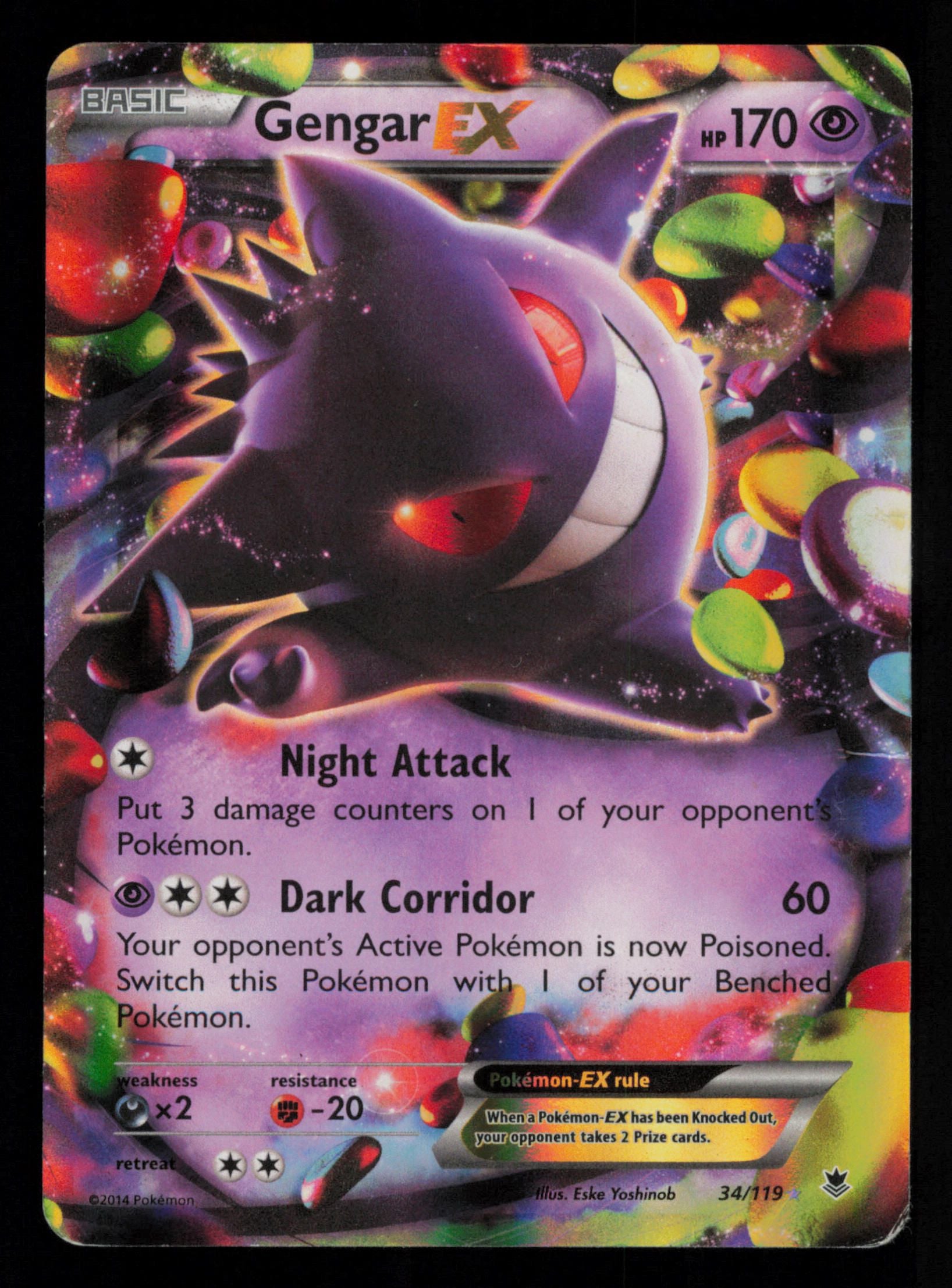 Gengar EX 34/119 Holo Rare EX Phantom Forces Pokemon
